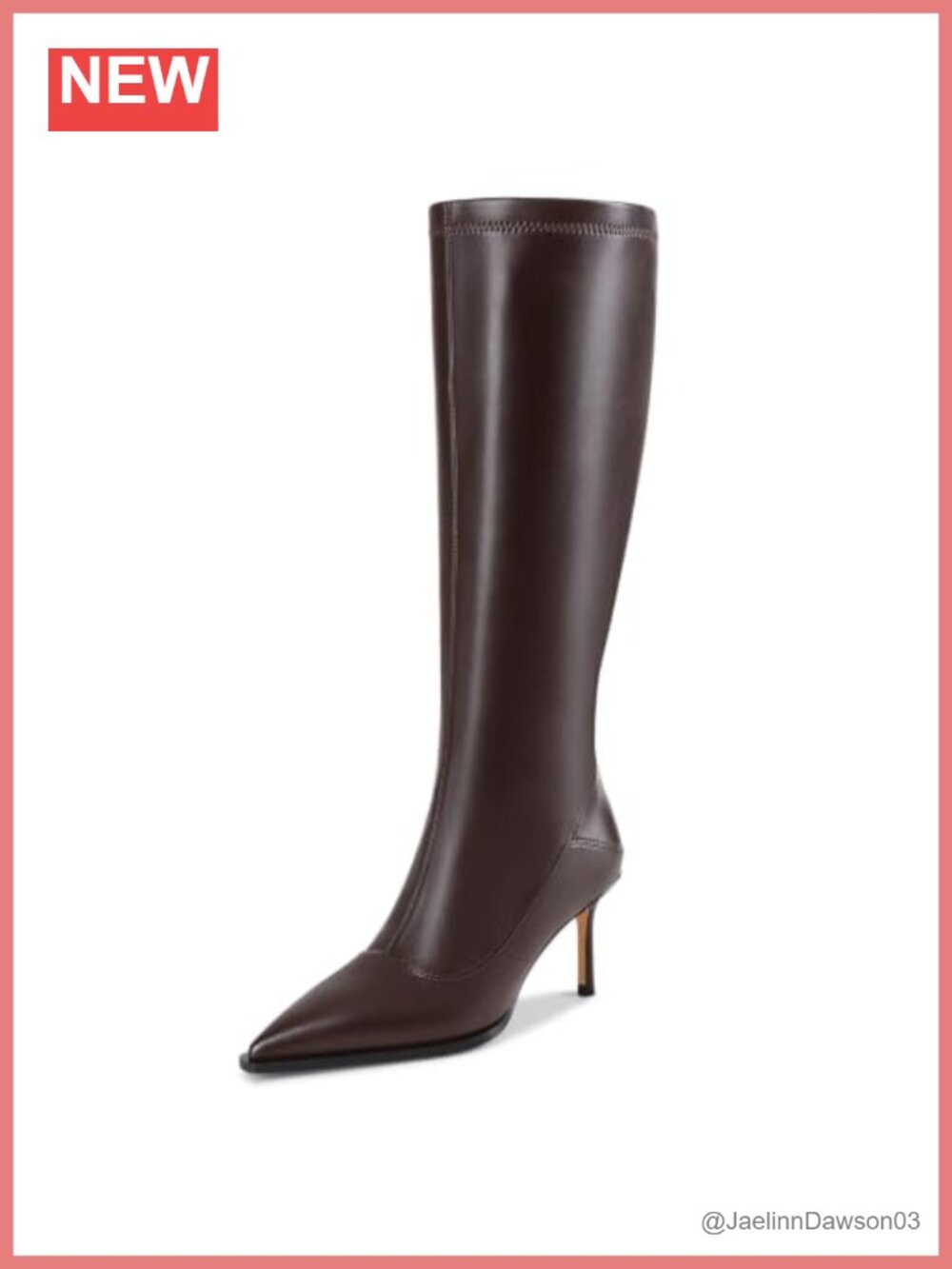 Women's Knee High Boots Kitten Heel Pointed Toe Dressy Tall Boots Zip Faux